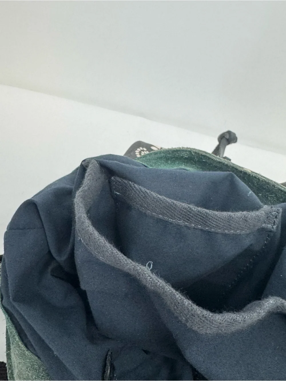 LUCKY BRAND Backpack (Deep Green Suede, Black Suede, Canvas Body, Cotton Straps)